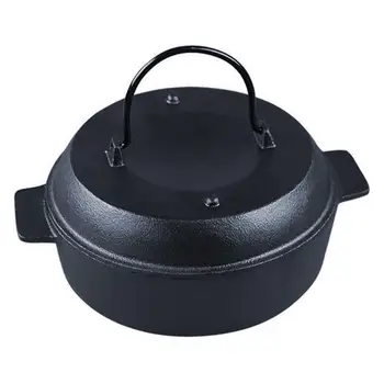 

Cast Iron Cooking Pot Dutch Oven with Dual Handles No Coating Barbecue Pot