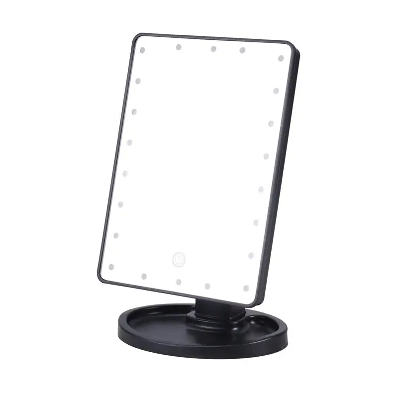22LEDs Black 180 градусов регулируемое зеркало для макияжа 22 светодиодный свет сенсорный экран с регулируемой яркостью настольное зеркало USB источник питания - Цвет: 22LEDs Black