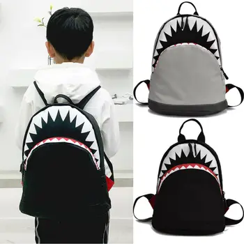 

Shark Childrens Backpack Students School Bag Canvas Kids Rucksack For Boys Girls