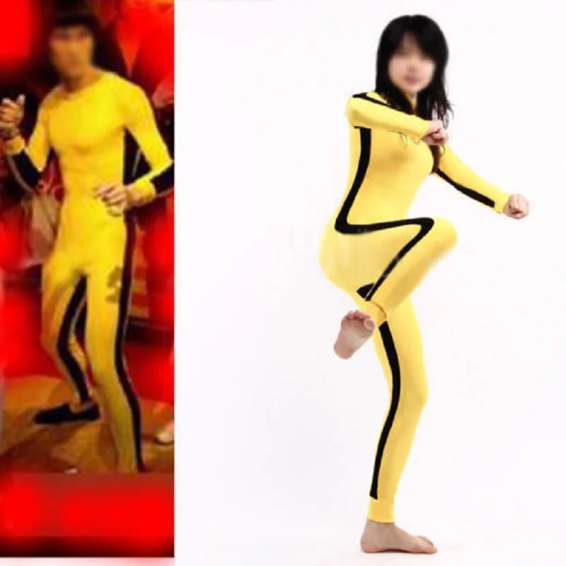 

Cosplay Bruce Lee Costume Jeet Kune Do Chinese Kung Fu Jumpsuit Zentai Suit