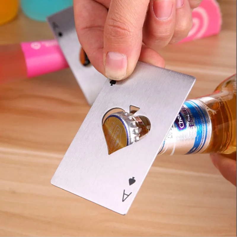 

LHX Poker Card Beer Bottle Opener Personalized Stainless Steel Credit Card Bottle Opener Card of Spades Bar Tool HP1018 F1