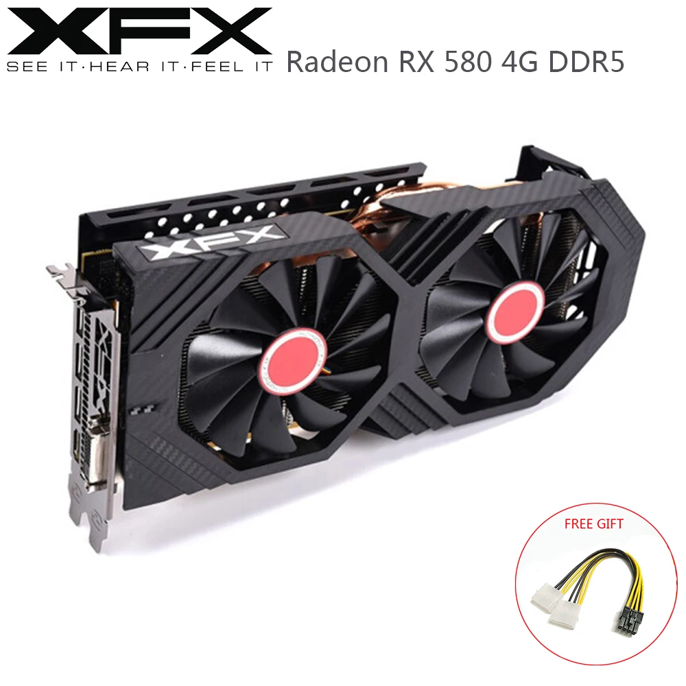 XFX AMD Radeon RX580 4 Гб DDR5 Графика карты GPU RX 580 4GB компьютерных игр видеокарта настольный