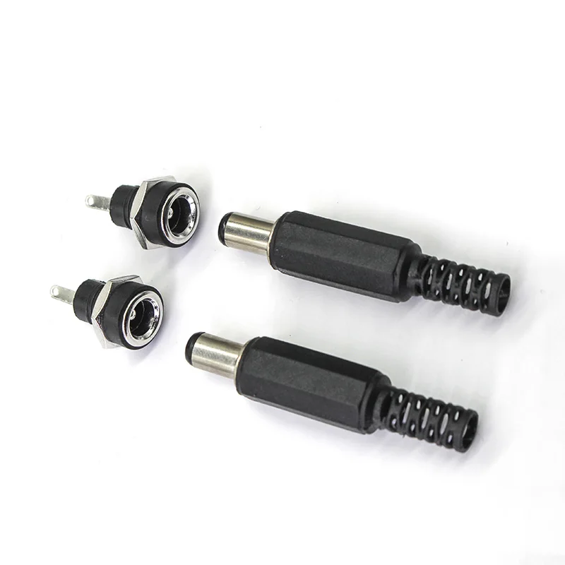 

5.5 x 2.1mm Plastic Male Plugs DC022B DC Power Socket Female Jack Screw Nut Panel Mount Connector 5.5*2.1MM 2/5/10Pairs