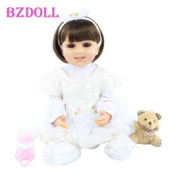 

BZDOLL 55 cm Full Silicone Body Baby Reborn Doll Toys For Girl 22 Inch Dress Up Babies Princess Play House Boneca Birthday Gift
