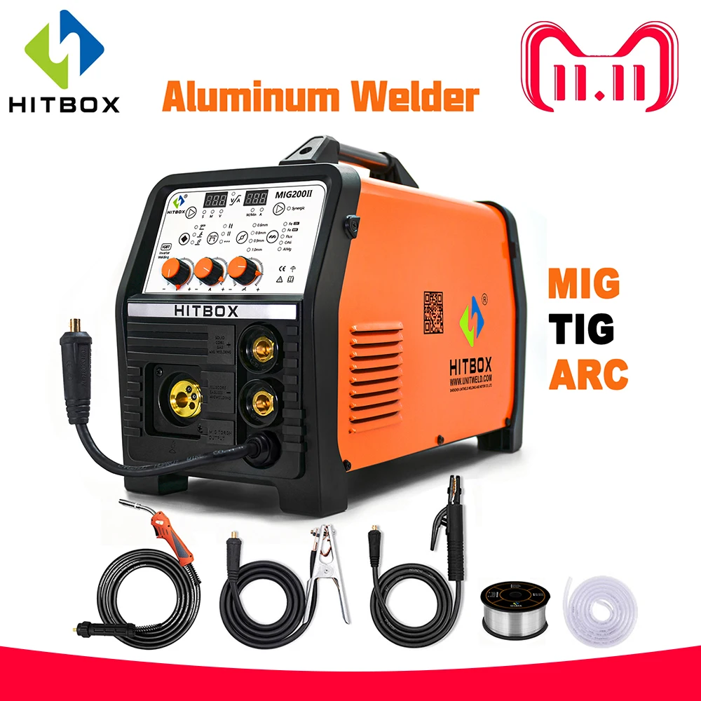 NEW HITBOX Mig Welder Aluminum Welding Synergy Control Stainless Steel Iron 220V MIG ARC TIG 200II | Инструменты
