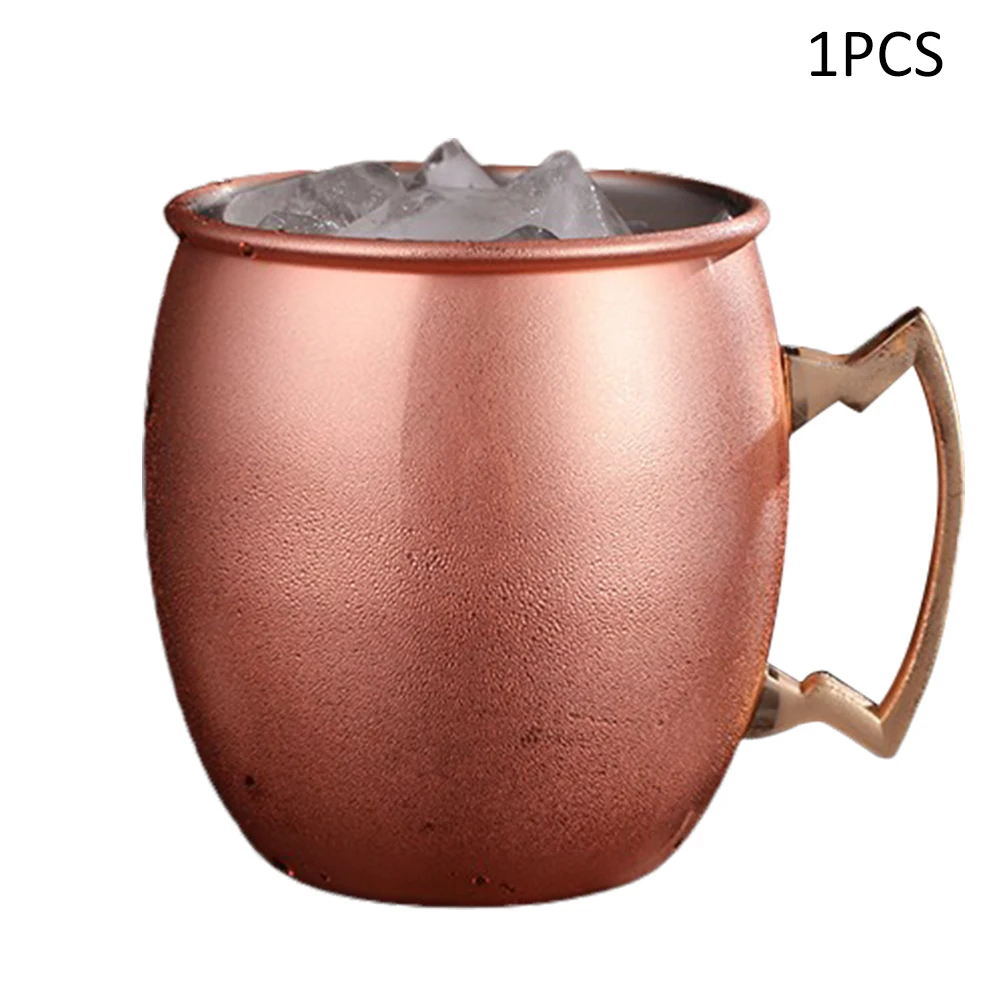 4 Pieces 550ml 18 Ounces Hammered Copper Plated Mule Mug Beer Cup Coffee Cup Mug Copper Plated Stainless Steel - Цвет: Rose gold-1PCS