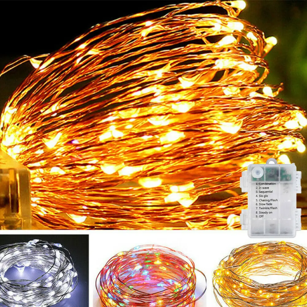 

Fairy Lights Battery Operated 100LED String Lights Remote Control Timer Twinkle String Lights 8 Modes 16.4 Feet Firefly Lights