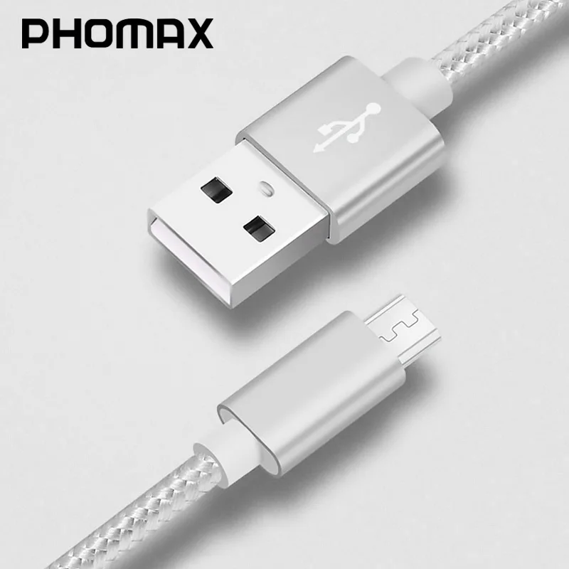 PHOMAX Micro usb 2.4A мини нейлоновый программируемый кабель для быстрой зарядки для Redmi XIAOMI SAMSUNG HUAWEI Android kable