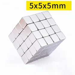 10/20/50/100pcs 5mm x 5mm x 5mm N35 Rectangle Neodymium Magnets Rare Earth Magnet Block Strong Craft Magnets Permanent Magnet