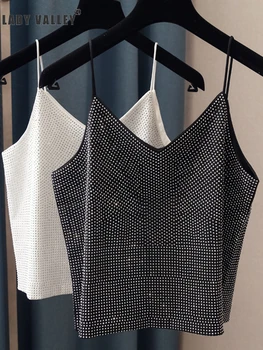 

Free Shipping Hot Craft Hot Rhinestone Sexy Missing Shoulder V-neck Camisole Vest Lady Summer Inside Outfit Fashion Top