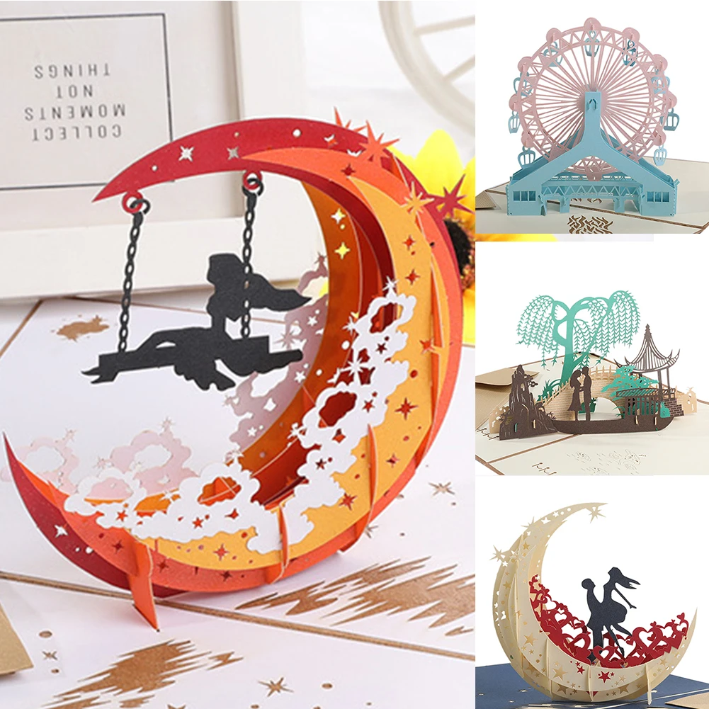  3D Greeting Card DIY With Envelope Paper New Year Wedding Invitation Home Postcards Hollowed Out Ho - 4.0004E+12