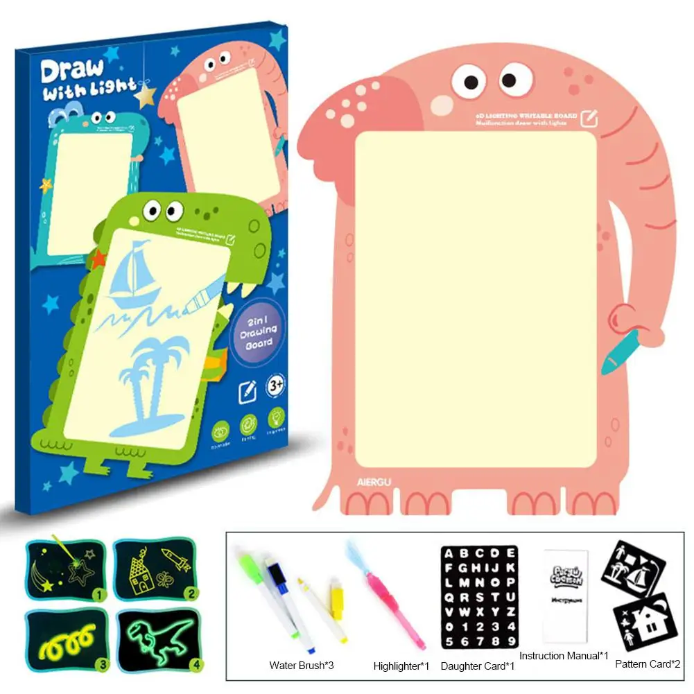 A3 светодиодный светящийся чертежный щит для рисования граффити, планшет для рисования, волшебное рисование, светильник-забавная флуоресцентная ручка, обучающая игрушка - Цвет: A3 Elephant
