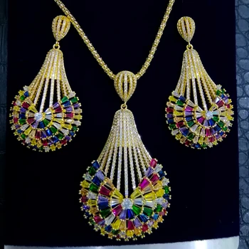 

GODKI Big Fashion Luxury Dandelion Statement Jewelry Set For Women Wedding Party Full Zircon Dubai Bridal jewelry Set 2020