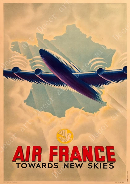 Дорожный плакат Air France Париж холст живопись винтажные настенные картины крафт