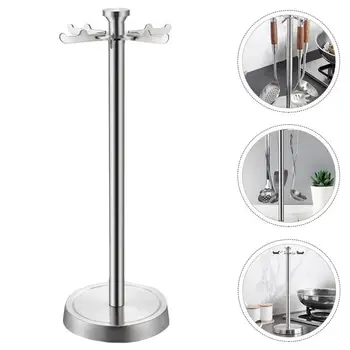 

1pc Cooking Utensils Organizer Rack Practical Kitchen Storage Rack With 6 Hooks Kitchen Utensils Stainless Steel Hook Rack