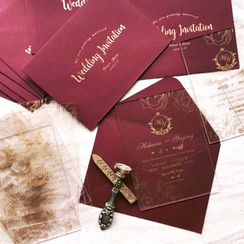  Customized Acrylic Wedding Invitations Marriage Sen Network Red Invitation Wedding Invitation Card  - 4.0004E+12