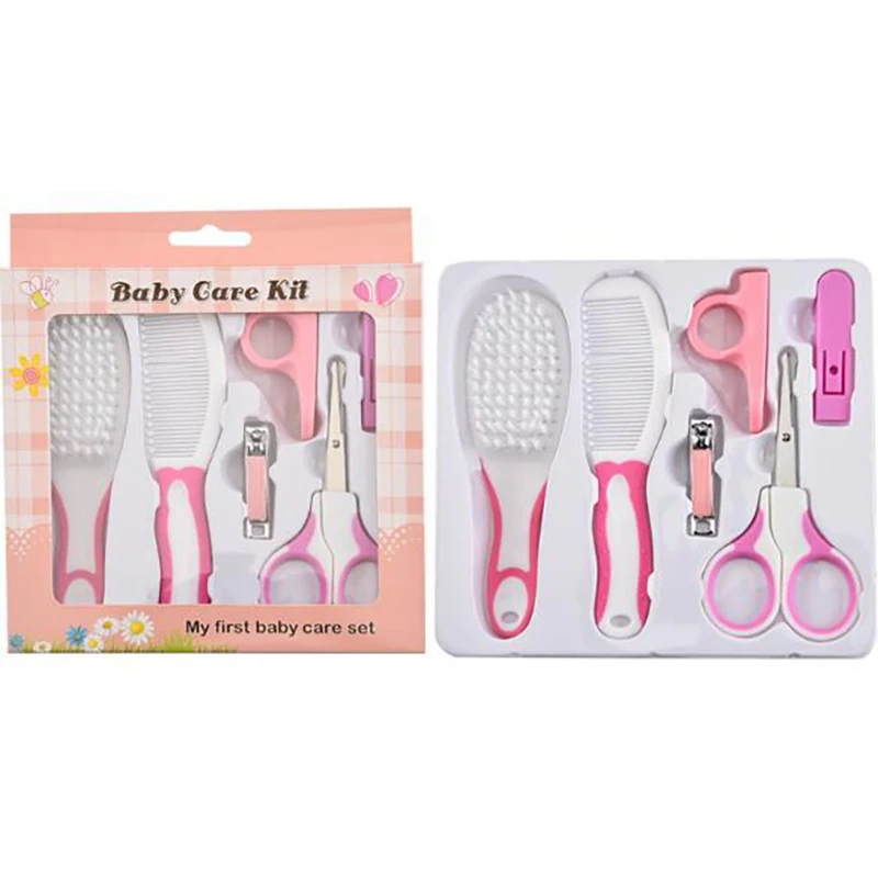 Infant Baby Healthcare Kit Nail Cutter 6pcs Grooming Thermometer Scissors Baby care Brush Nail Trimmer Set YJW005