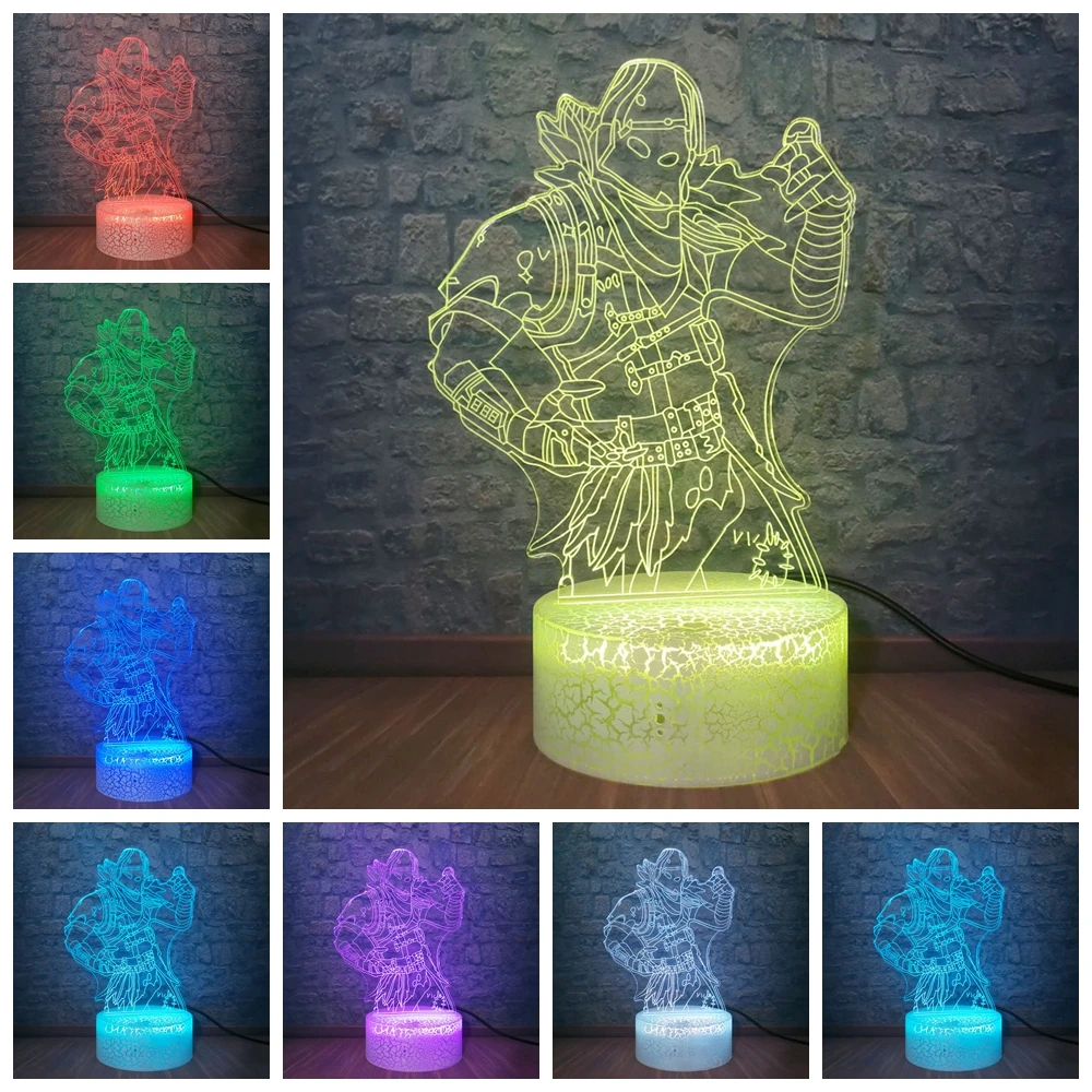 Game PUBG TPS Dark Voyager 3D illusion Lamp Battle Royale Decoration Night Lights 7 Color Changing Boys Perfect Christmas Gifts | Лампы и