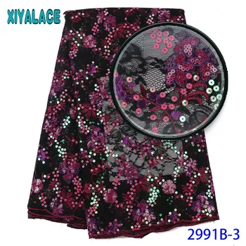 

Bridal Lace Fabric High Quality African Lace Fabric With Sequins Embroidery Net Tulle Lace For Nigerian Women Wedding 2991b