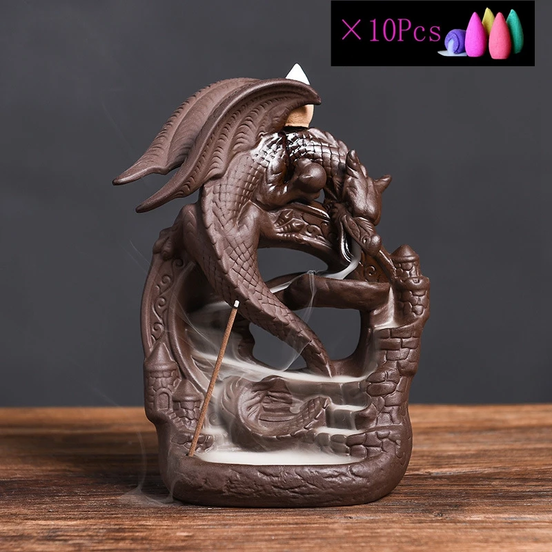 

3 paragraph Ceramic Backflow Incense Burner Censer Home Decor Dragon Incense Holder Burner Home Office Teahouse Decoration Gifts