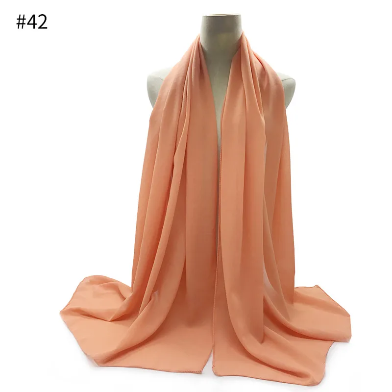 Высокое качество простой пузырь шифон шарф одноцветные шали повязка на голову пляжные популярные хиджаб летние мусульманские шарфы/шарф 10 шт./лот