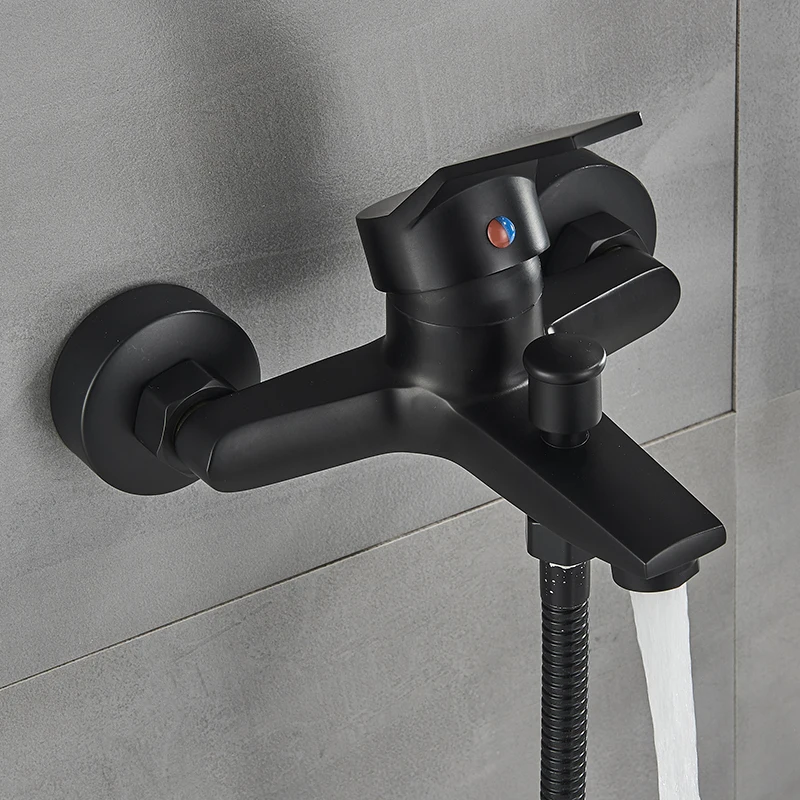 Matte Black Bathroom Faucet 2 Function Bathtub Facuet  Wall Mounting Cold and Hot Shower Faucet 2