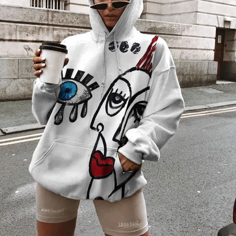 Abstract Style Designed Hoodie Model for Women