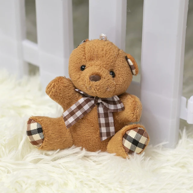 10CM Cute Bow Tie Teddy Bear Keychain Schoolgirl Bag Pendant Little Bear Doll Wedding Throw Christmas Gifts To Boyfriend 5