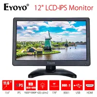 EYOYO-Monitor EM12D de 12 pulgadas IPS FHD CCTV, pantalla LCD 1920x1080, HDMI, VGA, BNC, AV, para PC, cámara de ordenador, DVD, CCTV, DVR, 12V