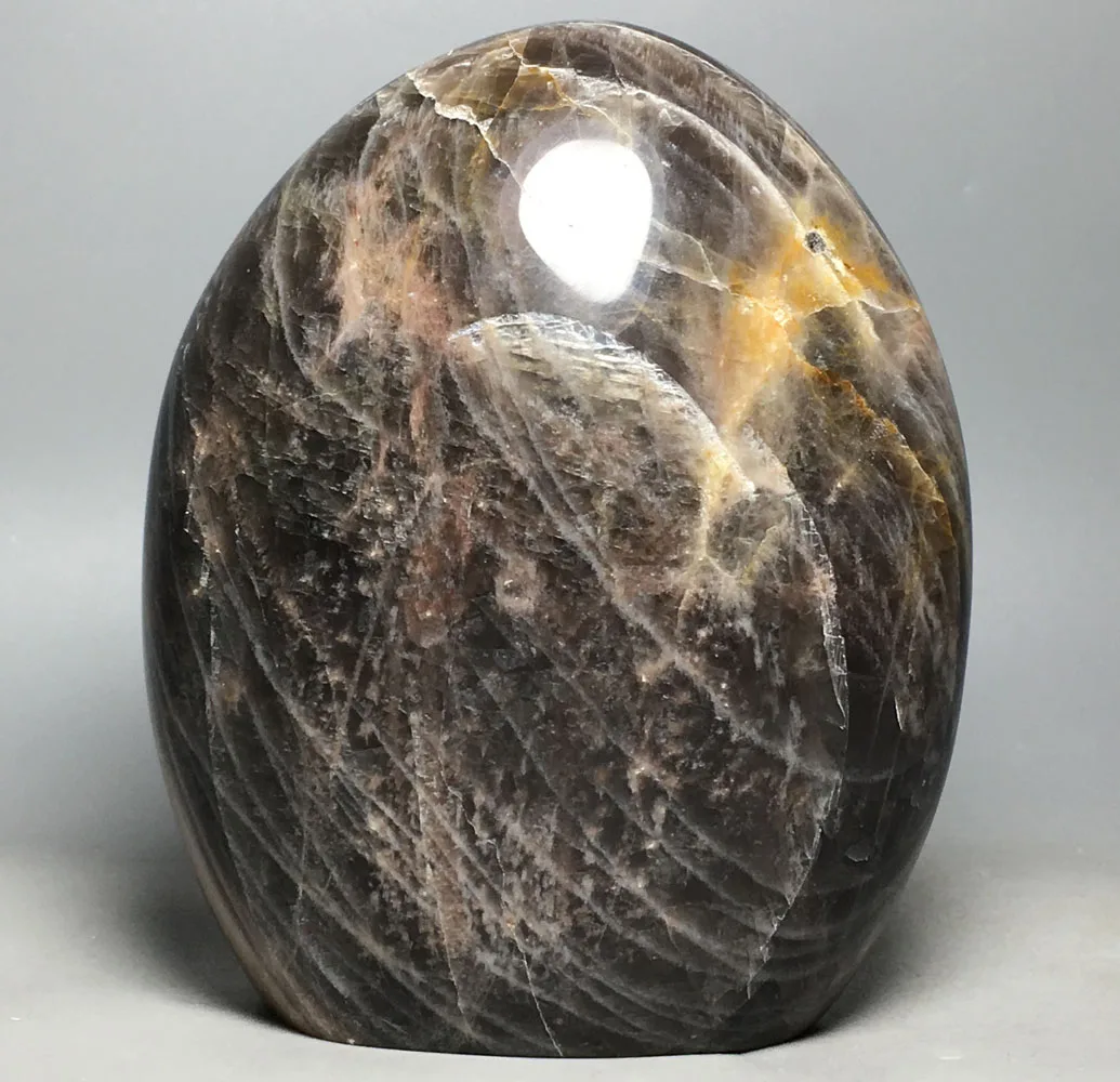 

633g Hot sale Natural quartz crystal polishing black moonstone freeform healing