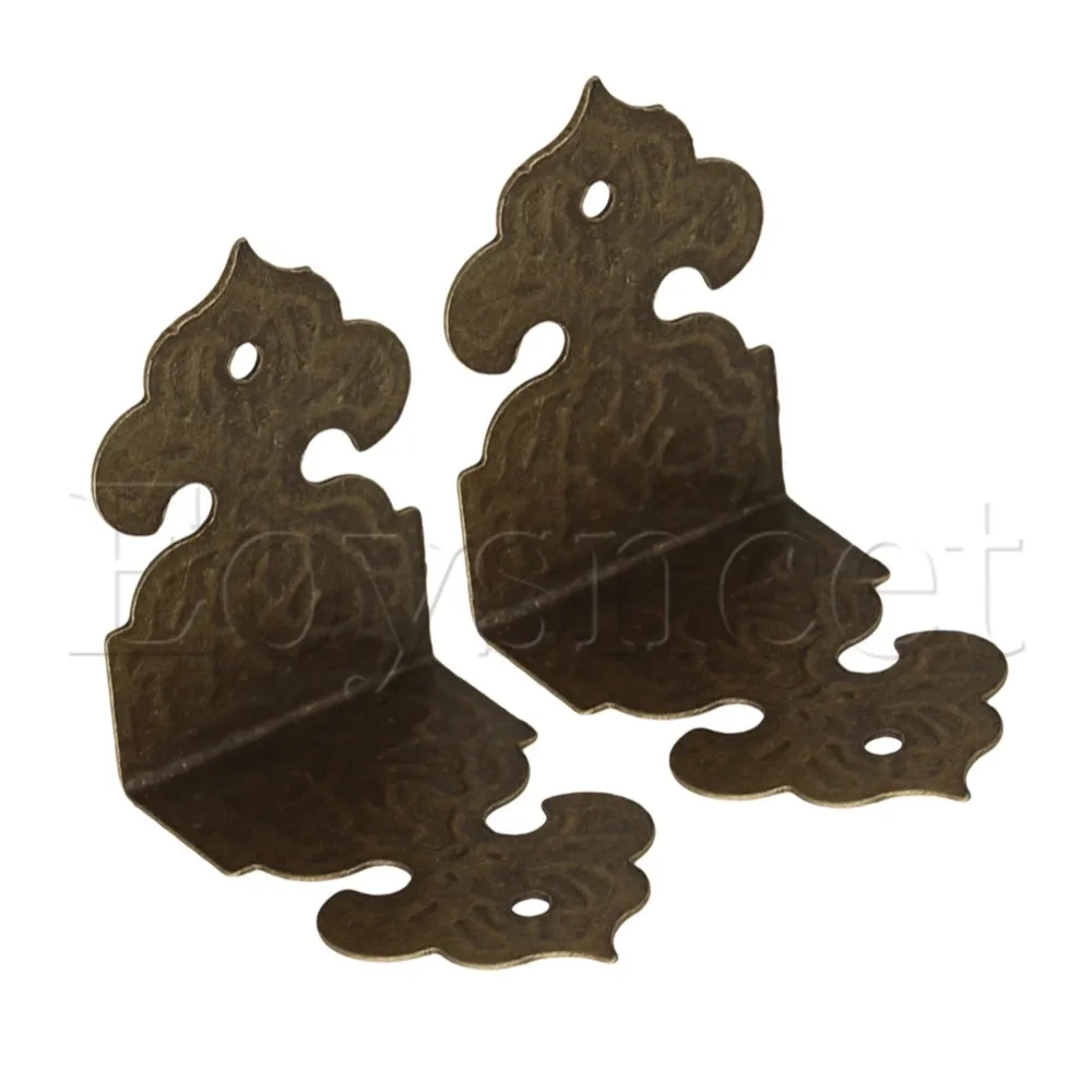 10pcs Bronze Vintage Guards Desk Edge Box Corner Cover Protectors Antique