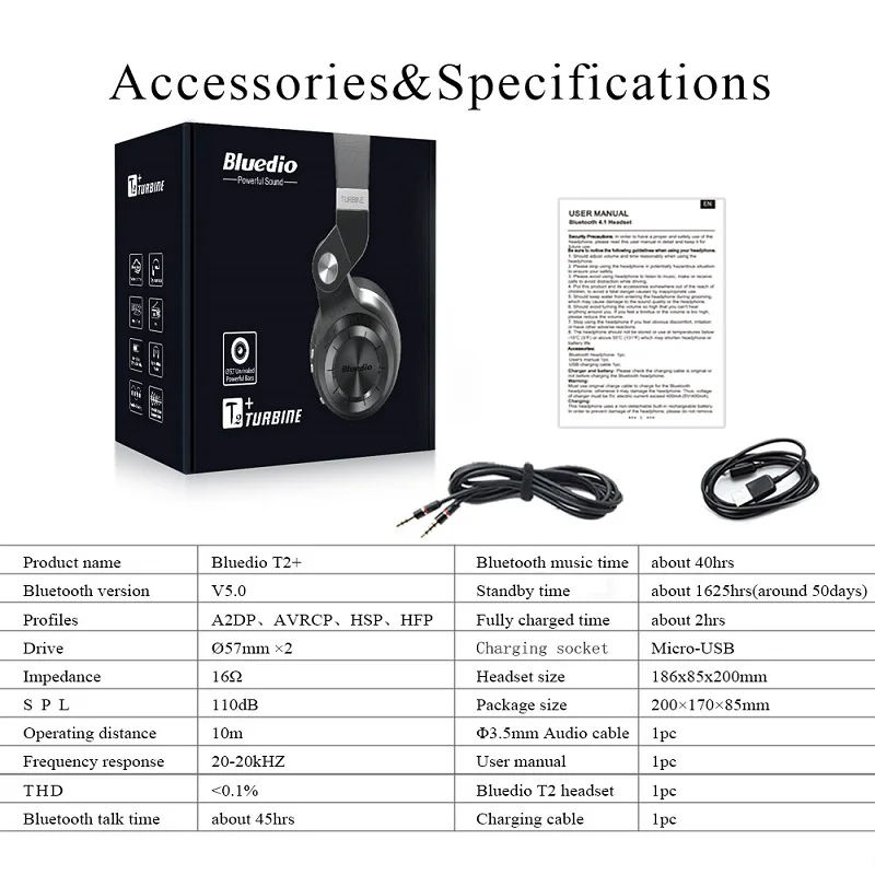 Bluedio T2+ Bluetooth наушники Беспроводной Высокое качество гарнитура стерео звук Eairphone Четыре цвета с микрофон для звонков и музыки