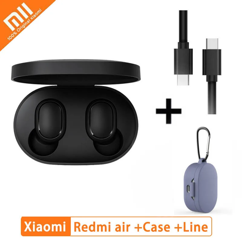 Xiaomi Redmi Airdots TWS Bluetooth наушники бас стерео Bluetooth 5,0 гарнитура с микрофоном наушники AI управление - Цвет: GB Purple case cable