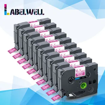 

Labelwell 10PK TZe-MQP35 12mm for Brother Laminated TZeMQP35 TZe MQP35 Label Tapes White on Berry Pink for P Touch label Maker