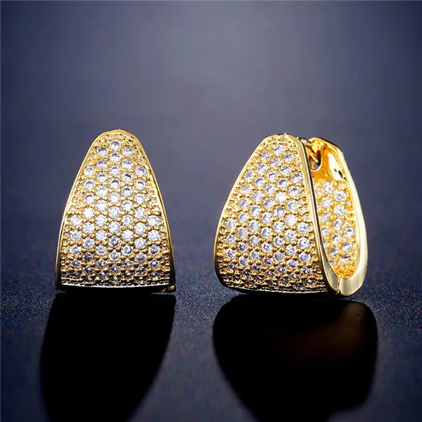 UILZ круглые серьги-кольца высокого качества AAA+ CZ для женщин, свадебные популярные ювелирные изделия, UE2147 - Окраска металла: Gold Color