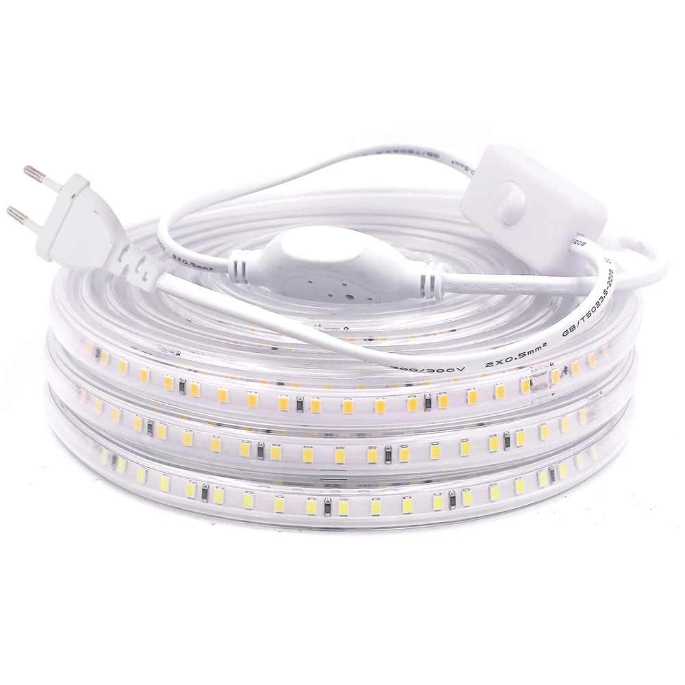 20cm Cut 220v Led Strip Light 2835 120led M Flexible Led Ribbon Light With On Off Switch Power Plug Eu Uk 1m 5m 10m 20m 50m 100m Led Strips Aliexpress