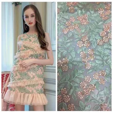 5 ярдов/партия 130 см Новая мода полиэстер лист цветок вышивка чистая кружевная ткань Сделай Сам женское платье дизайнерская ткань