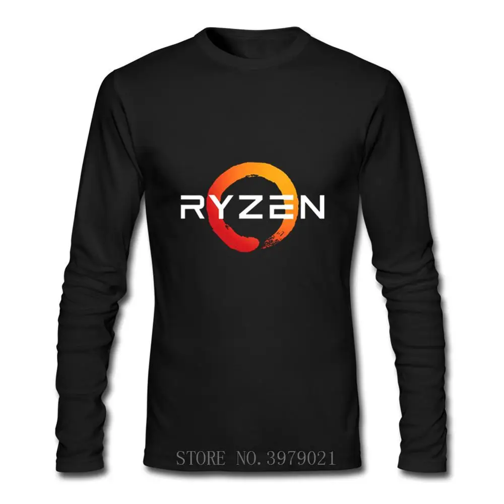 Funny PC CP Uprocessor AMD RYZEN 100% Cotton Long T Shirt for men top tees | Мужская одежда