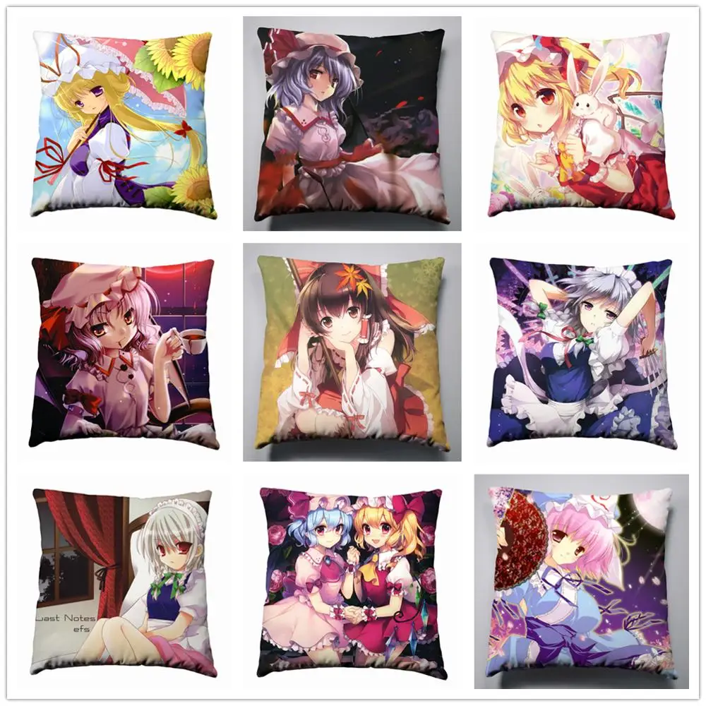 Anime Manga TouHou Project Silk Pillowcase 40x40cm Pillow Case Cover Seat Bedding Cushion 002 | Дом и сад