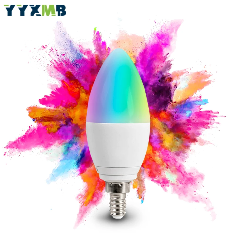 LED Lamp Smart tuya WiFi E14 Candle Bulb Support Amazon ECHO/Google Home/IFTTT Remote Voice Control Smart RGBCW Led Light