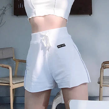 

2020 Summer Women Clothes Solid Cotton Sport Casual Shorts Women Harajuku High Waist Letter Print Shorts Short Pants Ladies