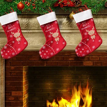 

4PCS Large Christmas Stockings Gifts Cloth Elk Candy Dragee Bags Noel Presents Christmas Decorations for Home Xmas Tree New Year
