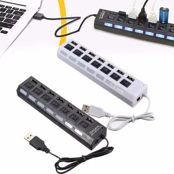 

Hot Sale Multi-Port Computer USB Splitter Speed 7 Ports USB 2.0 External HUB Adapter for PC Laptop Notebook Win 7/8/10
