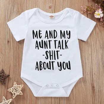 

2020 Tiny Cottons White Onesie My Aunt Funny Letters Print Baby Boy Girl Bodysuits Short Sleeve Newborn Onesie Summer Clothes