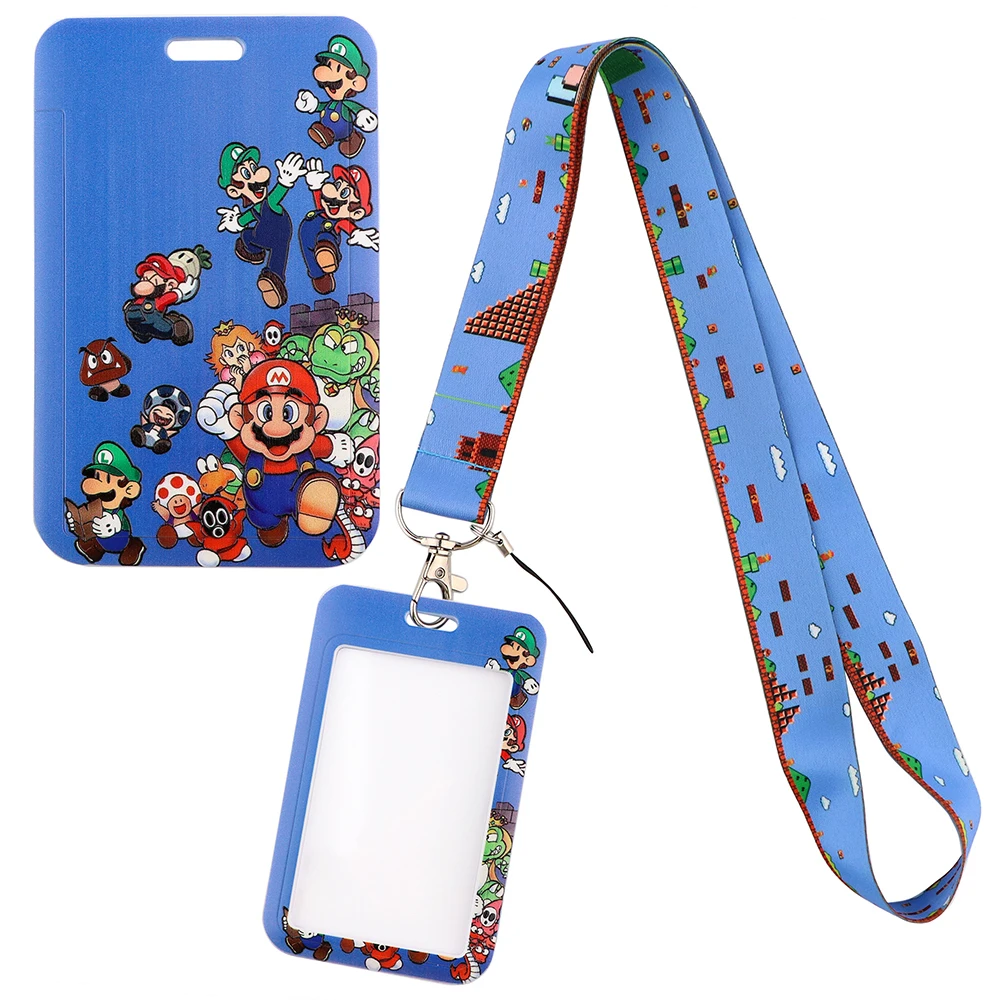 

YQ588 Game Mushroom Boys Lanyard ID Card Holder Charm Badge Holder Neck Strap Keychain Hang Rope Key Rings Phone Strap Lariat