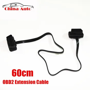 

20pcs/lot ELM327 Flat Thin As Noodle OBDII OBD2 16Pin Male To Female Elbow OBD2 Extension Cable 16 pin