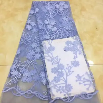 

African sequins Lace Fabric 2019 High Quality Lace Material Wine French Lace Fabric Nigerian Tulle Mesh Lace Fabrics Sky blue