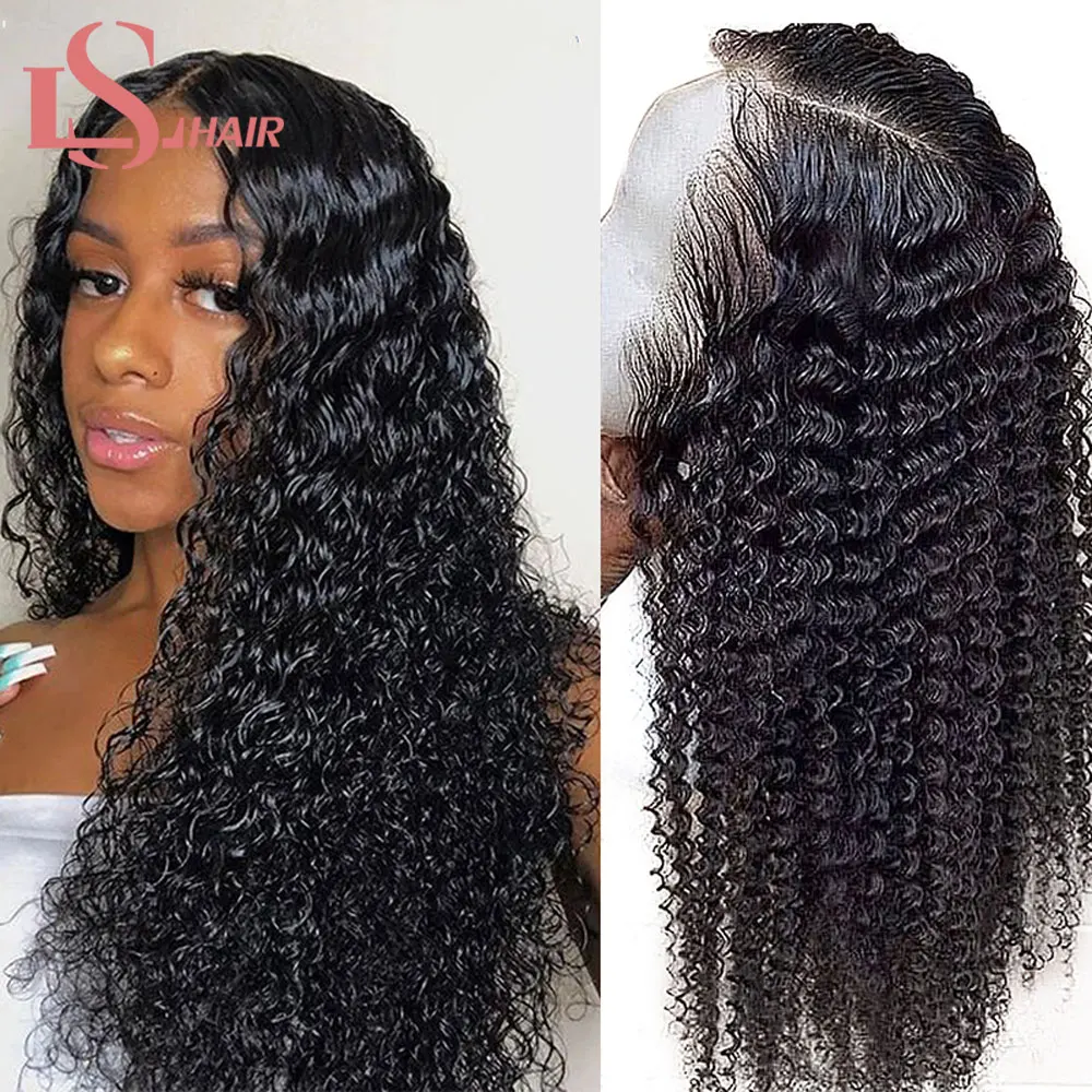 Парик LS Hair 13*4 кудрявые человеческие волосы парик со шнуровкой спереди и 150%