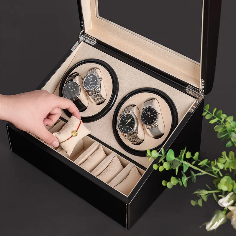 6+4 High Quality Black Watch Winders For Automatic Watches Jewelry