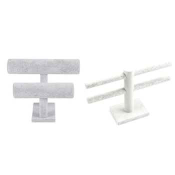 

2 Pcs T-Bar Holder Jewelry Storage Box Jewelry Display Stand Gray, 25.5 X 19cm & 24 X 17cm